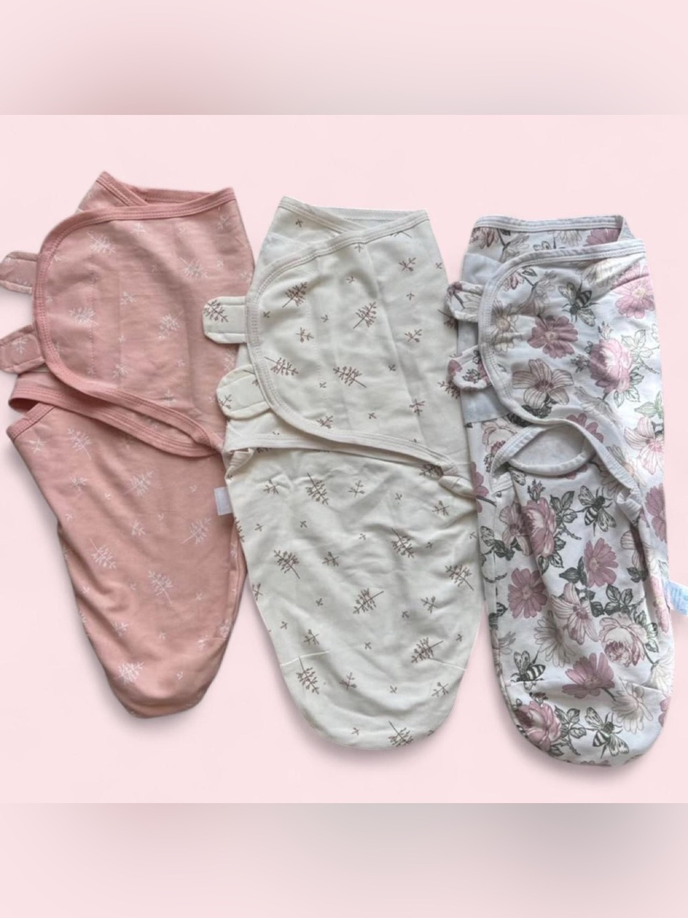 Neutral & Blush Floral Baby Swaddle Set